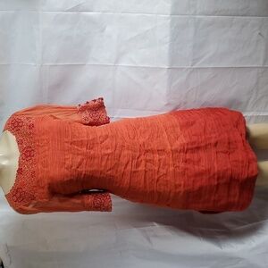 Talisman By Puja Saru Embroidered Orange Dress Size M